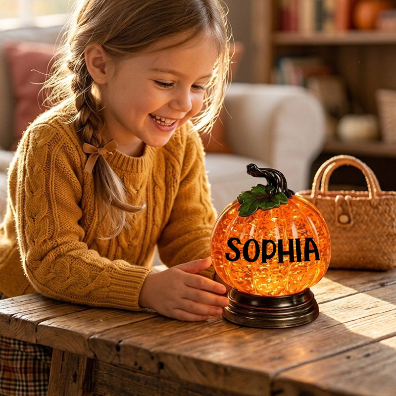 Personalized Halloween Name Lamp Glitter Glow Table Decor Kids Room Bedside Sequined Pumpkin Crystal Night Light