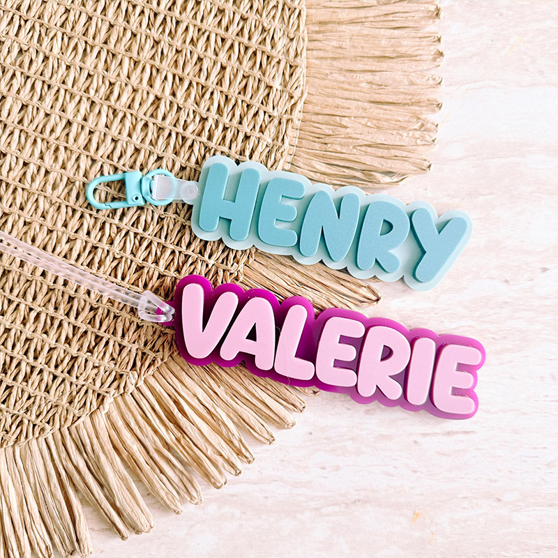 Personalized Name Keychain Pastel 3D Printing Letter Bag Charm Custom Kids Backpack Accessories Gift For Girls Boys