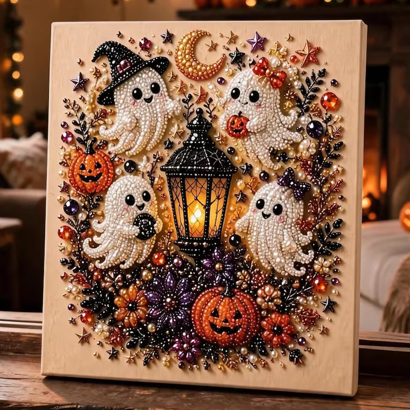 Halloween Ghost Pearl Art DIY Kit Spooky Cute 3D Diamond Art Painting