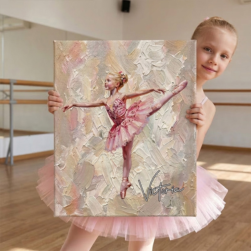 Personalized Modern Oil Painting Style Dancer Portrait Canvas Prints with Name Home Wall Decor Ship from USA Birthday Gift for Dancers Ballet Lovers