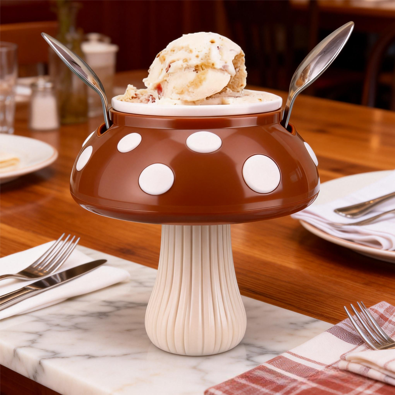 Cartoon Colorful Mushrooms Ice Cream Pint Holder 3D Printed Cozy with Spoon Slot Birthday Gifts for Kids
