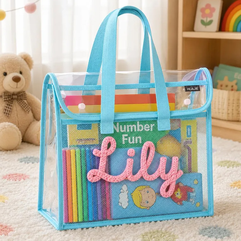 Personalized Rope Embroidery Kids Learning Tote Bag Custom Name Storage For Books Toys School And Travel