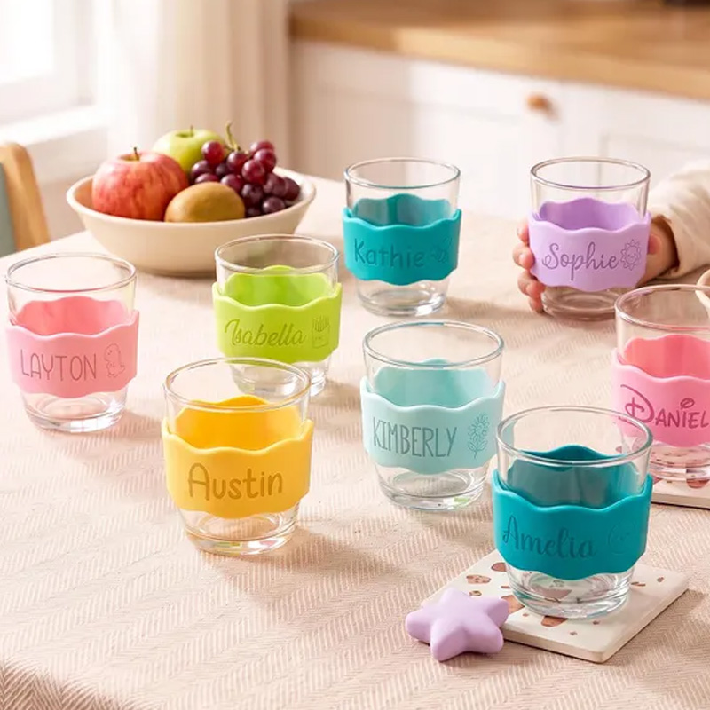 Personalized Baby Name Bands Water Bottle Custom Colorful Silicone Labels Drink Cup