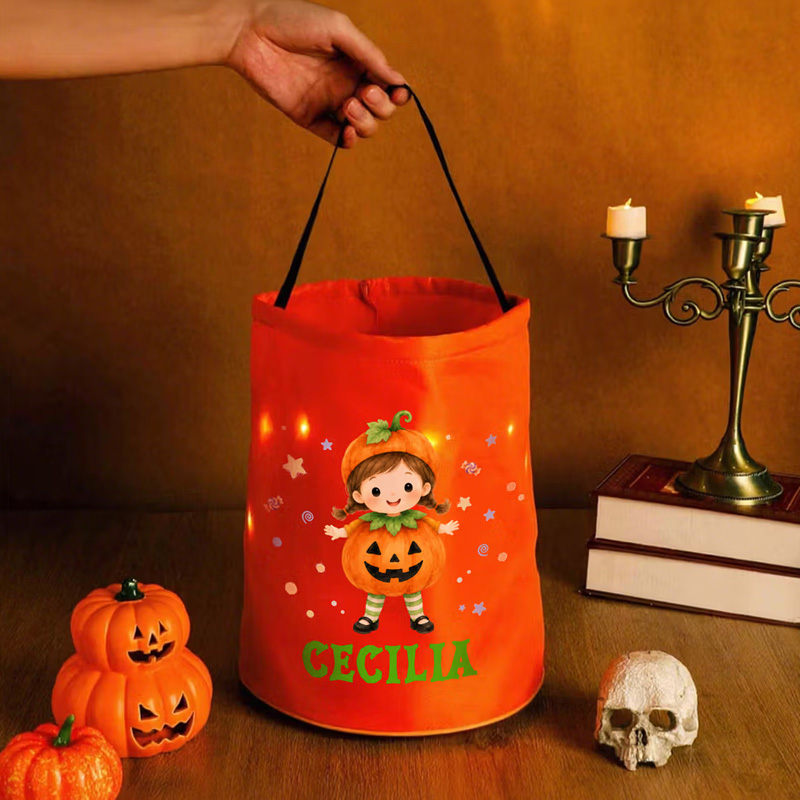 Personalized Halloween Cartoon Character Star Candy Lightweight Trick or Treat Bag with Name Halloween Party Gift for Kid