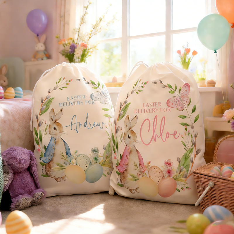 Personalized Easter Basket Personalized Easter Sack for Easter Easter Egg Hunts Bunny Baskets for Kids Bag Boys Girls Easter Gifts