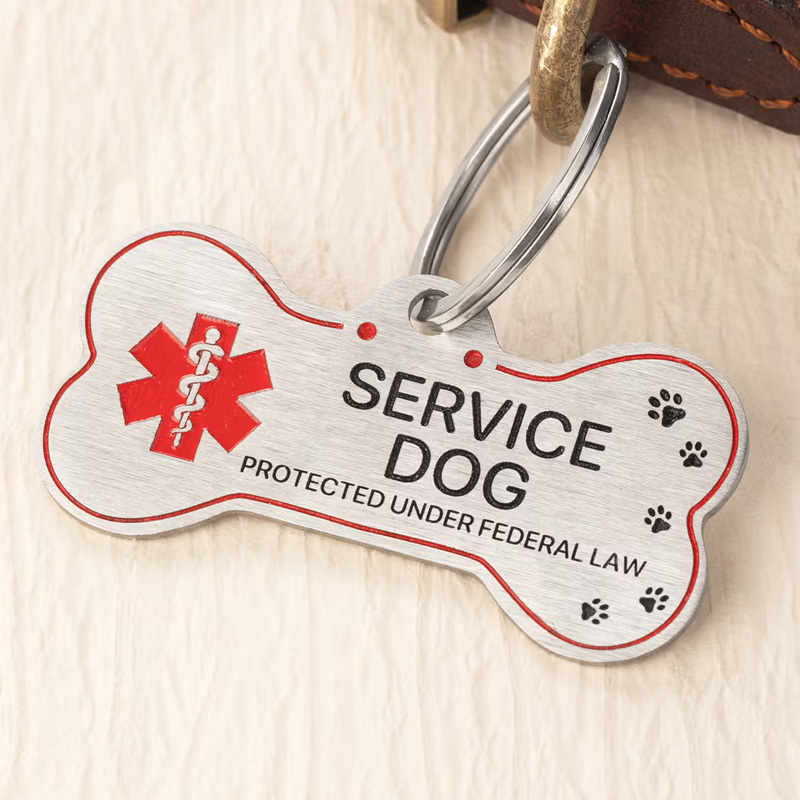 Personalized Bone Shape Service ESA Dog ID Tag with Pet Name Address and Telephone Outdoor Training Use Birthday Gift for Dog Owners