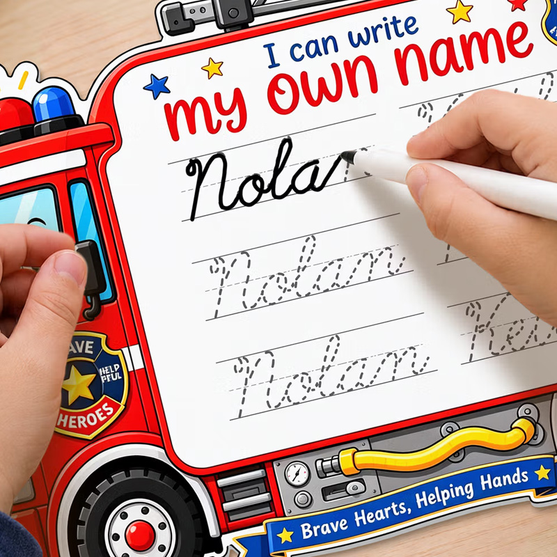 Personalized Cartoon Vehicle Name Reusable Tracing Board with Name Classroom Back to School Gift for Kids