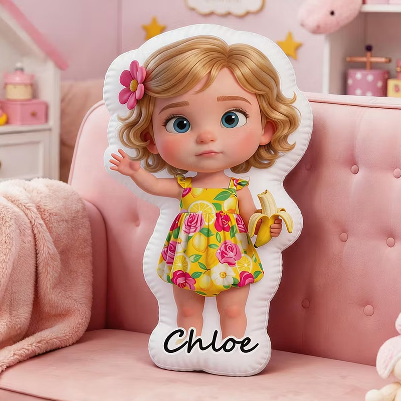 Personalized Custom Girl Photo Pillow Photo To Doll Kids Room Decor Cute Plush Gift For Daughter And Friends