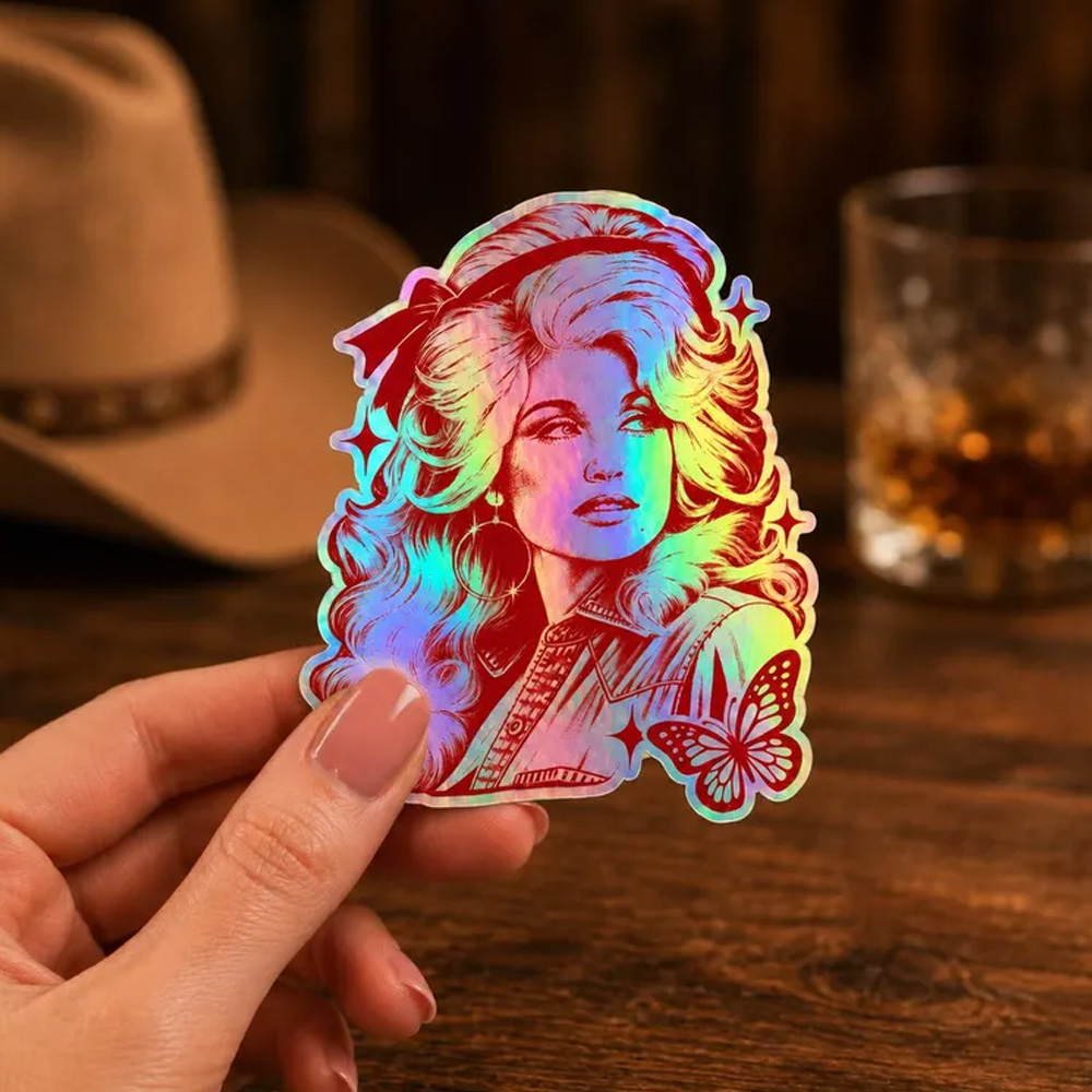 Dolly Parton Vinyl Sticker Pink Retro Country Music Sticker