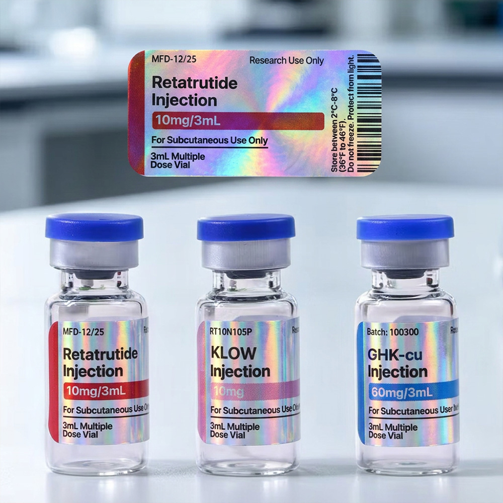 Personalized Holographic Multicolor Peptide Drug Bottle Label with Text Medication Organization Daily Use Birthday Gift for Diabetes Patients Caregivers