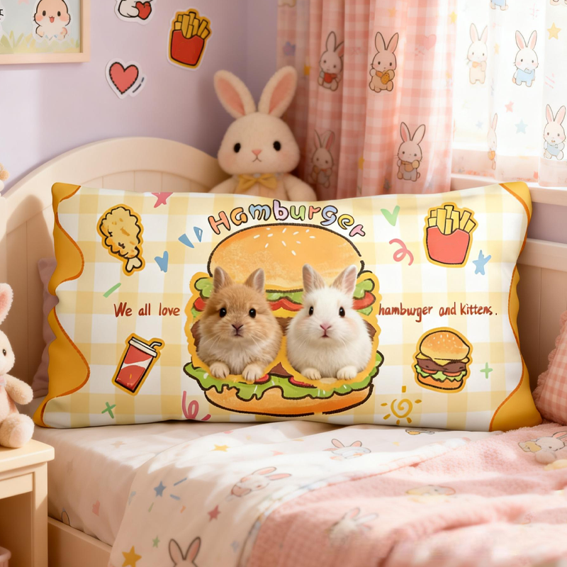 Personalized Cute Cartoon Hamburger Fried Chicken Pillow Baby Animals Nursery Decor Easter Gifts Toddler Gift 
