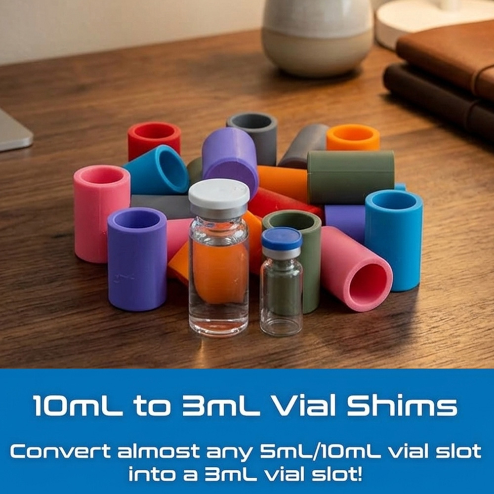 3mL Vial Shim Adapters for 10mL Slots Case Adapters for Secure Fit Peptide Insulin TRT Storage