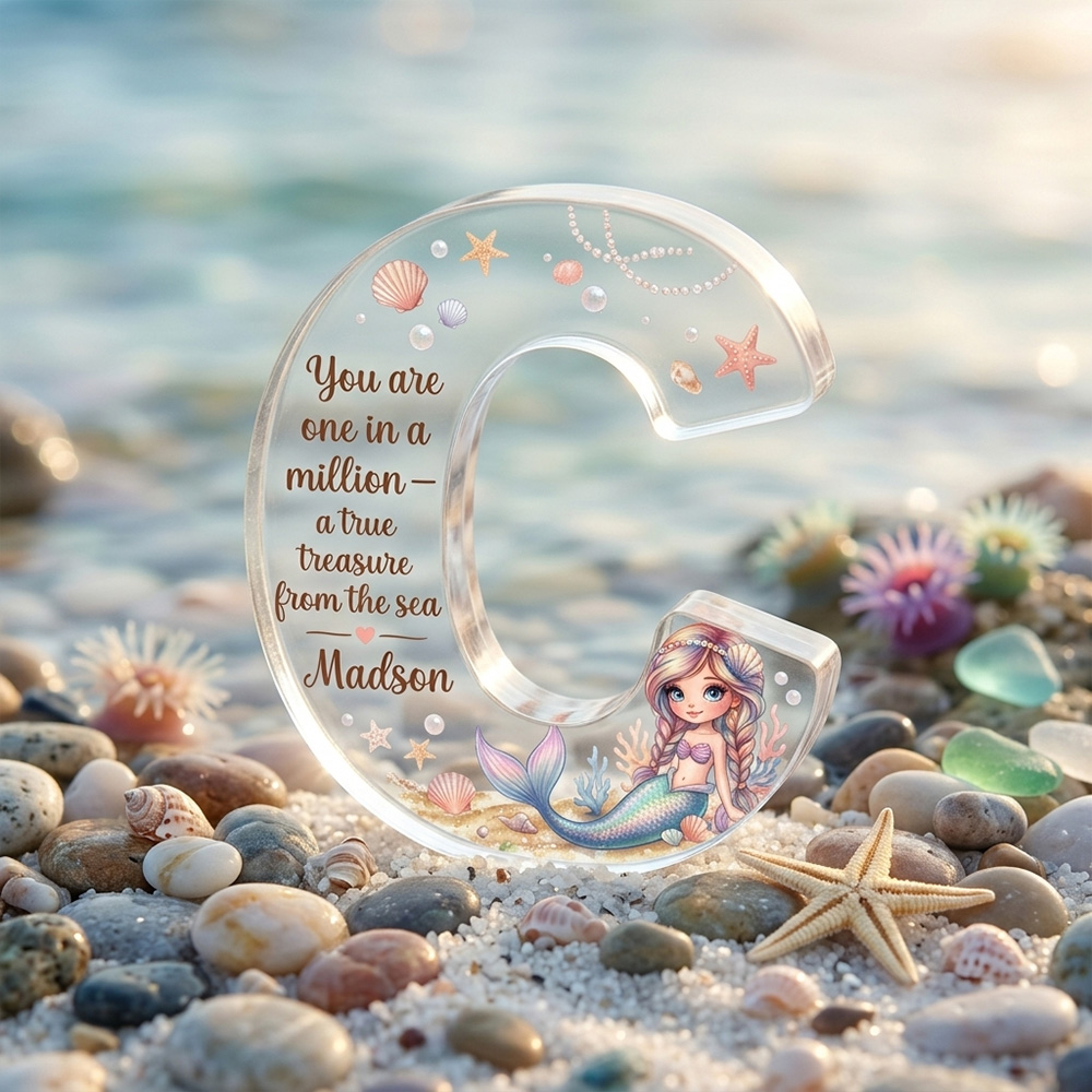 Personalized Mermaid Initial Acrylic Plaque You Are One In A Million True Treasure From The Sea Cute Ocean Baby Girl Gift Nursery Decor