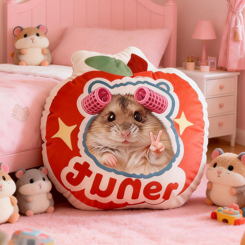 Personalized Cute Cartoon Apple Pillow Baby Animals Nursery Decor Cute Animals Cushion Toddler Gift 