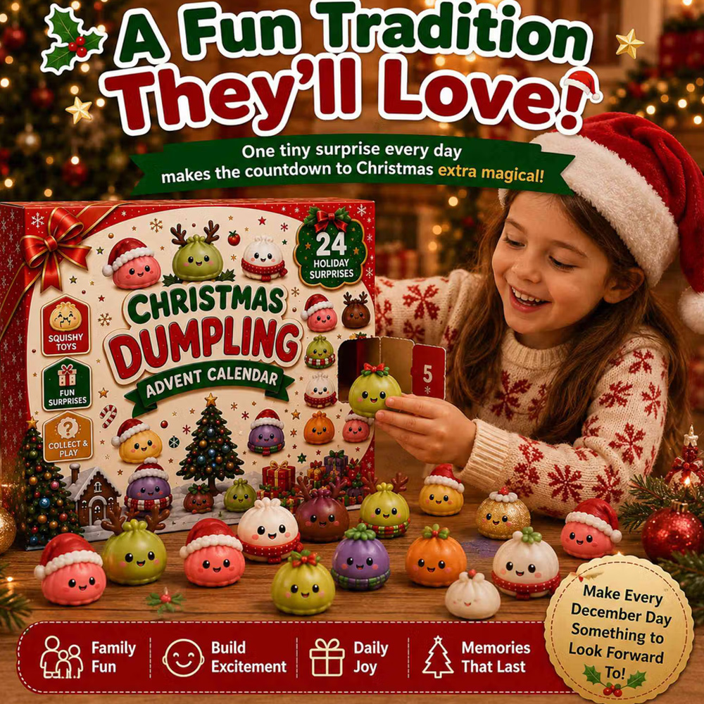 Personalized Christmas Dumpling Advent Calendar Squishy Toy Countdown Box Cute Kawaii Collectible Holiday Gift For Kids Toddlers Families