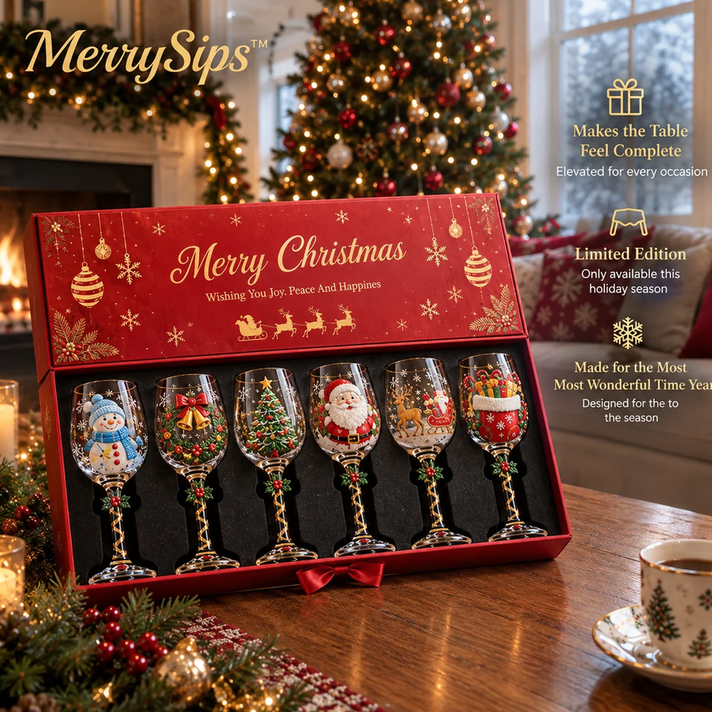 Personalized Christmas Wine Glass Set Hand Painted Holiday Goblet Gift Box For Family Friends Party Dinner Table Decoration