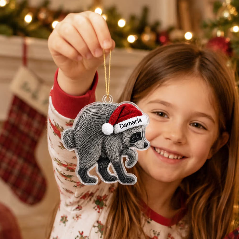Personalized Jimothy Raccoon Shaped Acrylic Ornament with Name Home Decor Christmas Gift for Family Friends