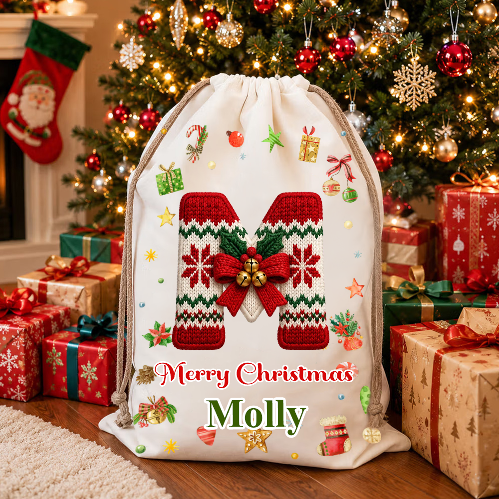 Personalized Kids Christmas Gift Sack Custom Name Holiday Present Storage For Child Santa Sack Xmas Morning Gifts