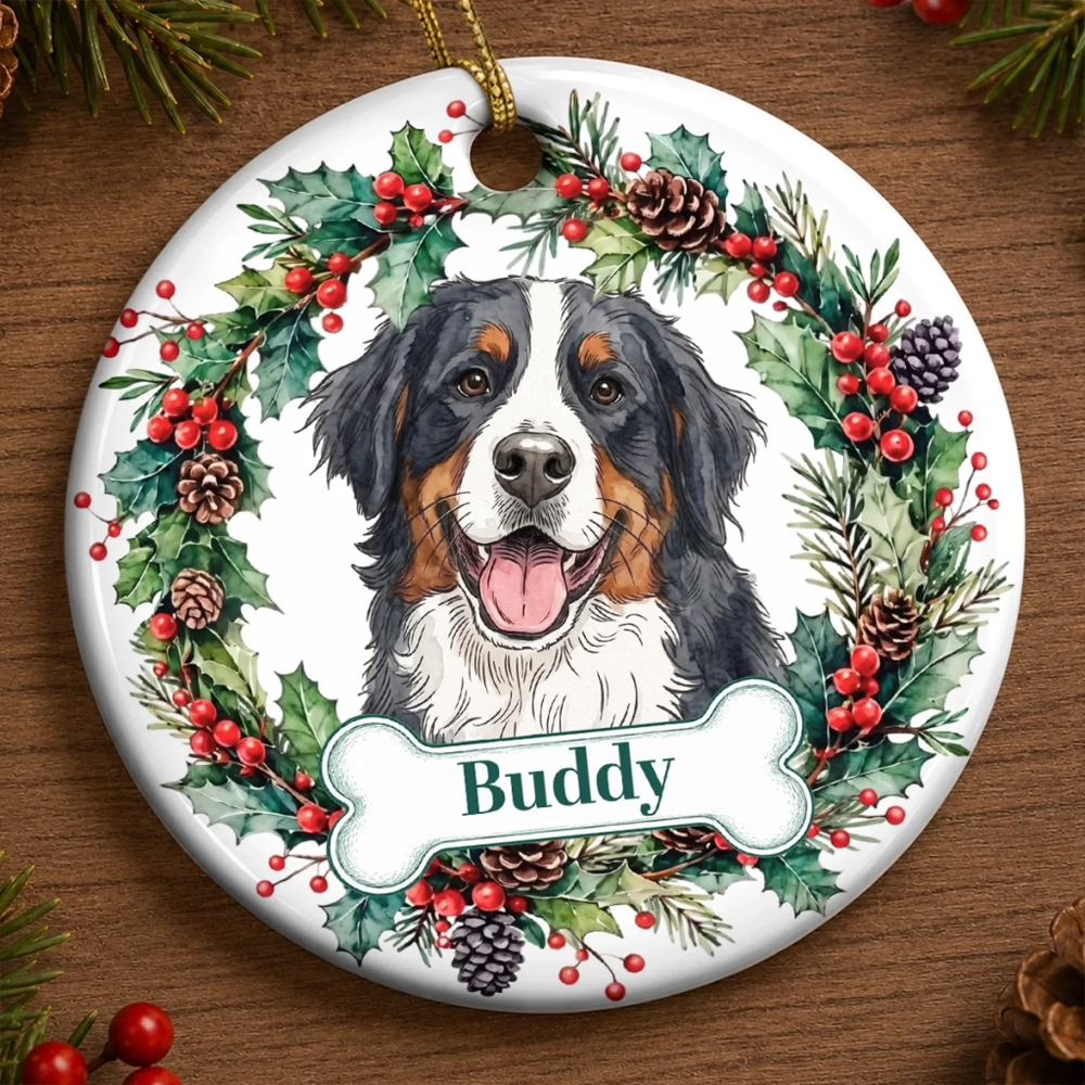 Personalized Pet Photo Christmas Ornament Custom Dog Cat Portrait Name Holiday Tree Hanging Gift Keepsake For Pet Lovers Xmas Decoration