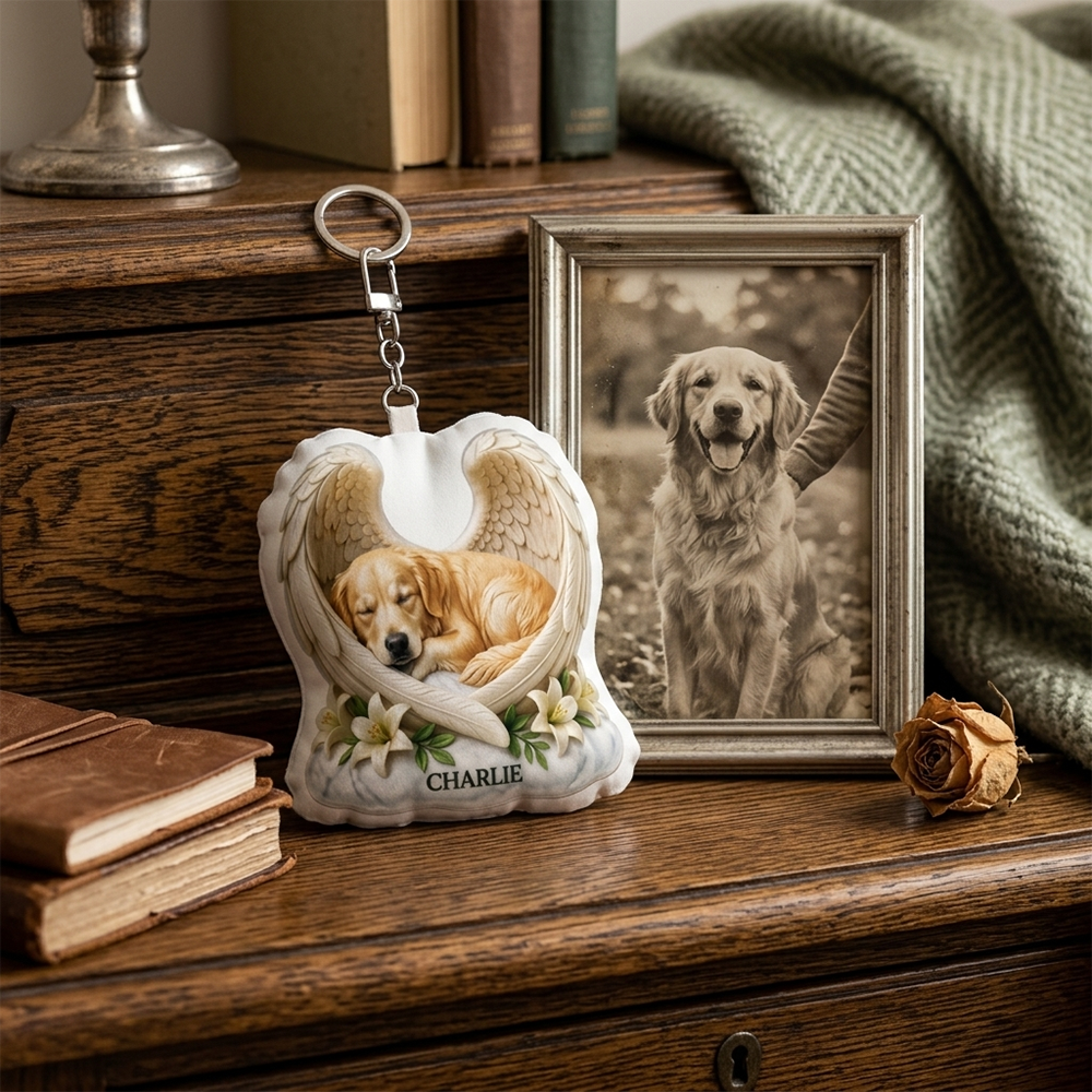 Personalized Pet Memorial Keychain Angel Wings Dog Cat Remembrance Custom Name Loss Of Pet Gift Bag Charm Keepsake For Pet Lovers