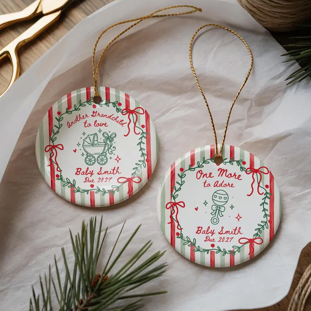 Promoted to Grandparents Again Ornament One More Grandchild to Love Pregnancy Announcement Gift Future Grandma Grandpa Christmas Keepsake