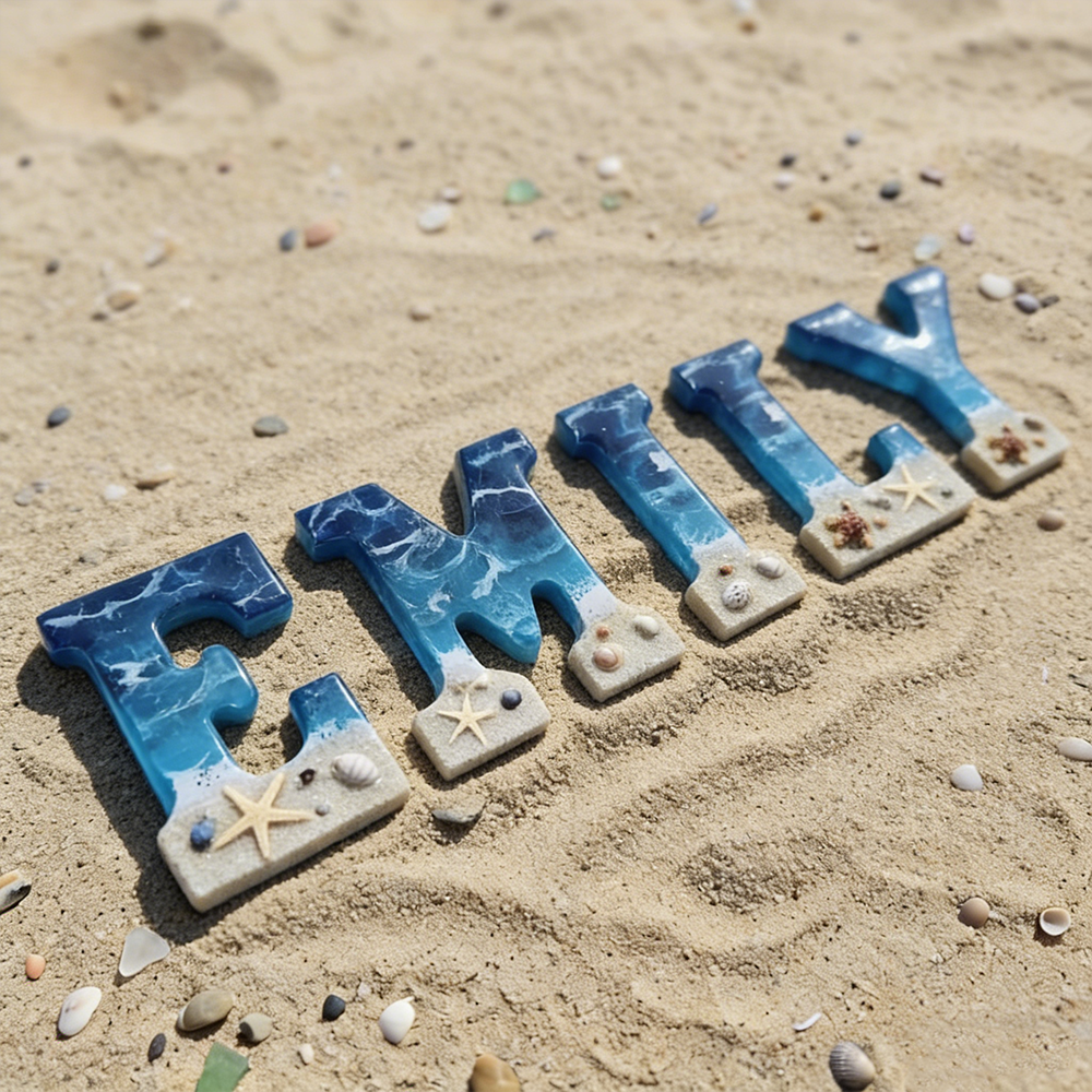 Personalized Ocean Resin Letter Decor Handmade Sea Turtle Starfish Shell Initial Wall Art For Coastal Home Decor Beach Themed Gifts