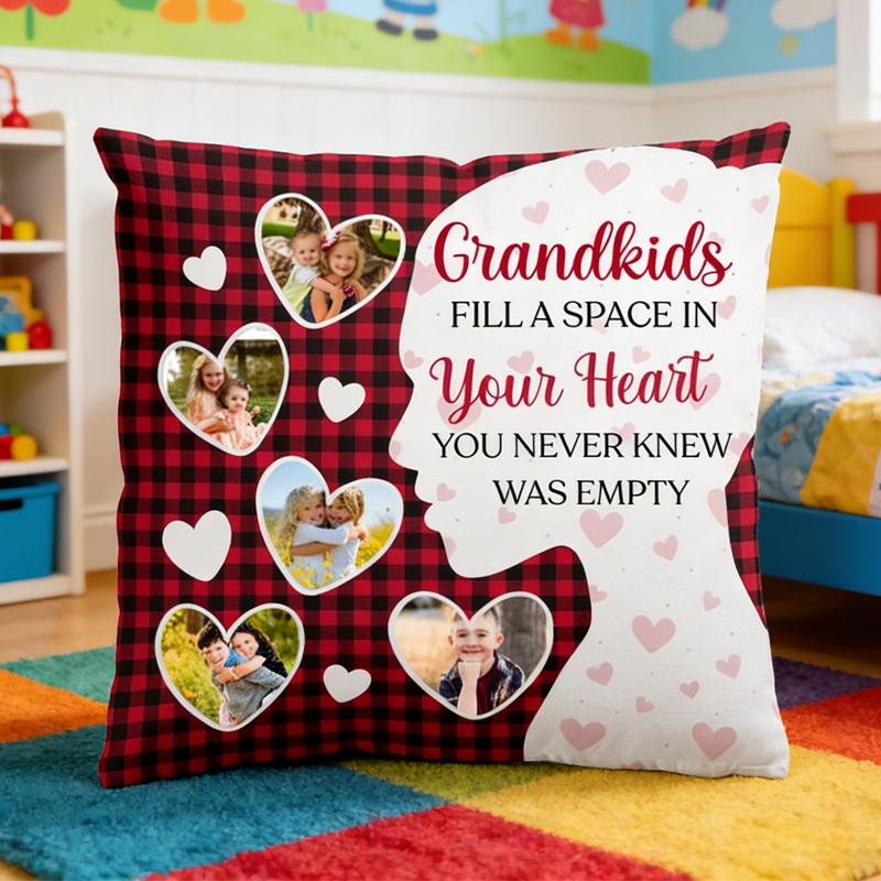 Personalized Grandkids Fill Space In Your Heart Photo Pillow Birthday Gifts for Kids