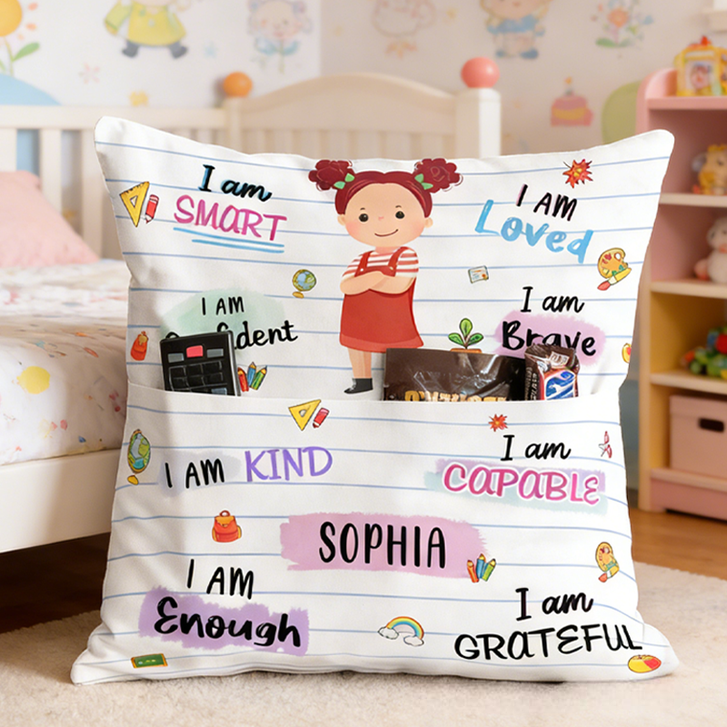 Personalized I Am Confident Pocket Pillow with Name Birthday Gifts for Kids  