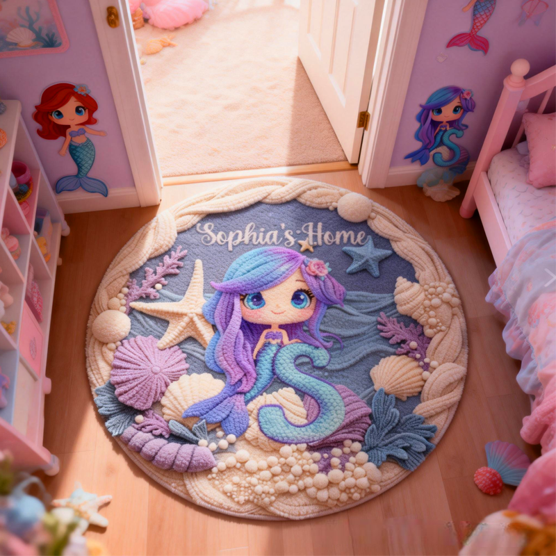 Personalized Cartoon Mermaid Customizable with Your Name Cute Gift for Children