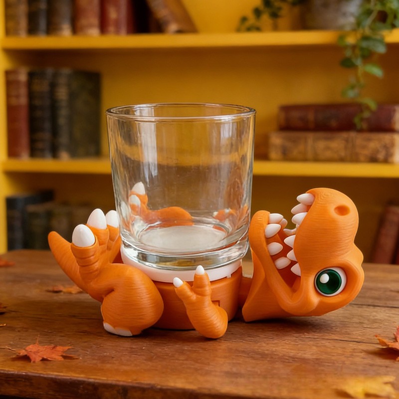Adorable Dino Figure Children Drink Accessory Cup Holder 3d Printing