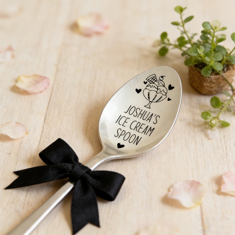 Personalized Unique Custom Name Sweet Dessert Gift Engraved Spoon Fork Spoon