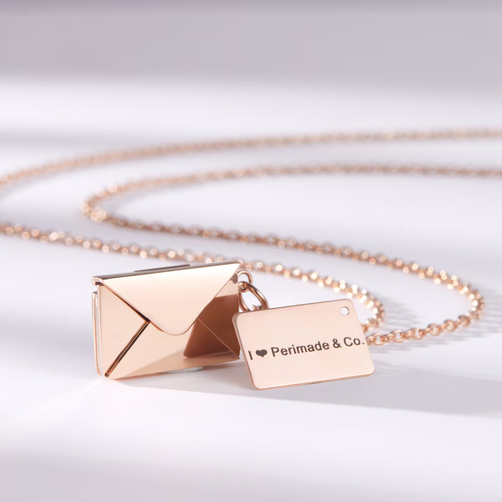 Personalized Envelope Locket Necklace Custom Engraved Text Photo Or Fingerprint Pendant Ideal For Couples And Sentimental Gifts