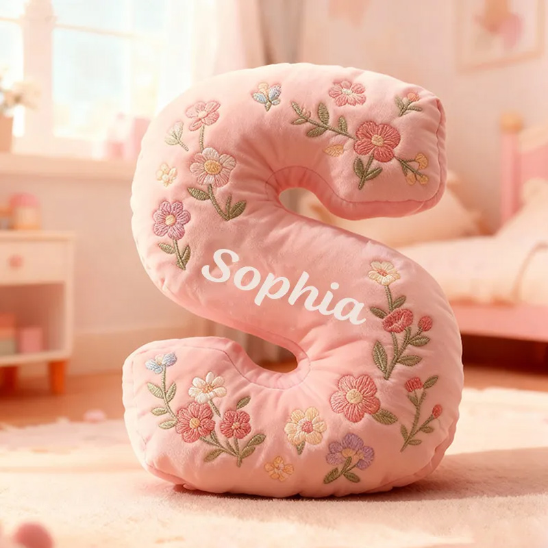 Personalized Letter Pillow Graphic 3D Print Cute Flower Custom Name Pillow Gift for Kids 