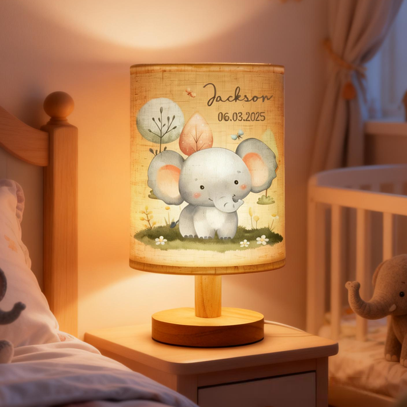 Personalized Baby Animal Fabric Lamp Birthday Gift for Baby or Kids