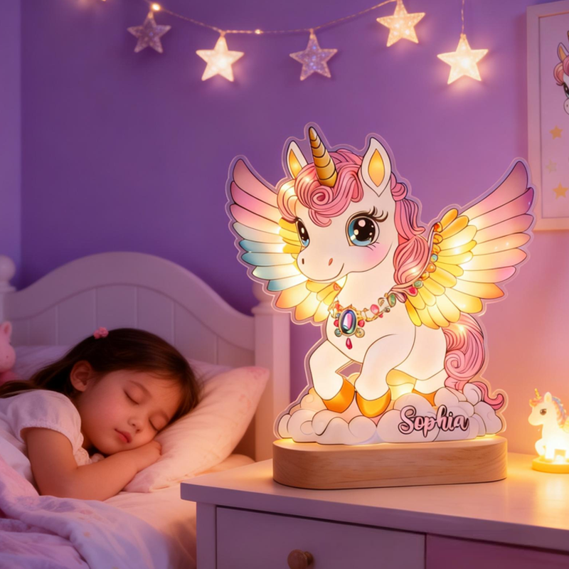 Personalized Beautiful Dream Horse Kid Shaped Plaque Light Base Birthday Gifts Gift for Kids