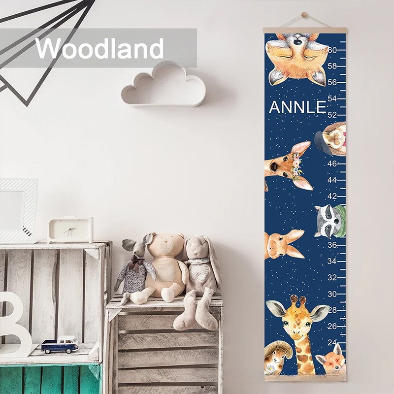 Personalized Woodland Theme Custom Name Cute Forest Animals Kids Heigh