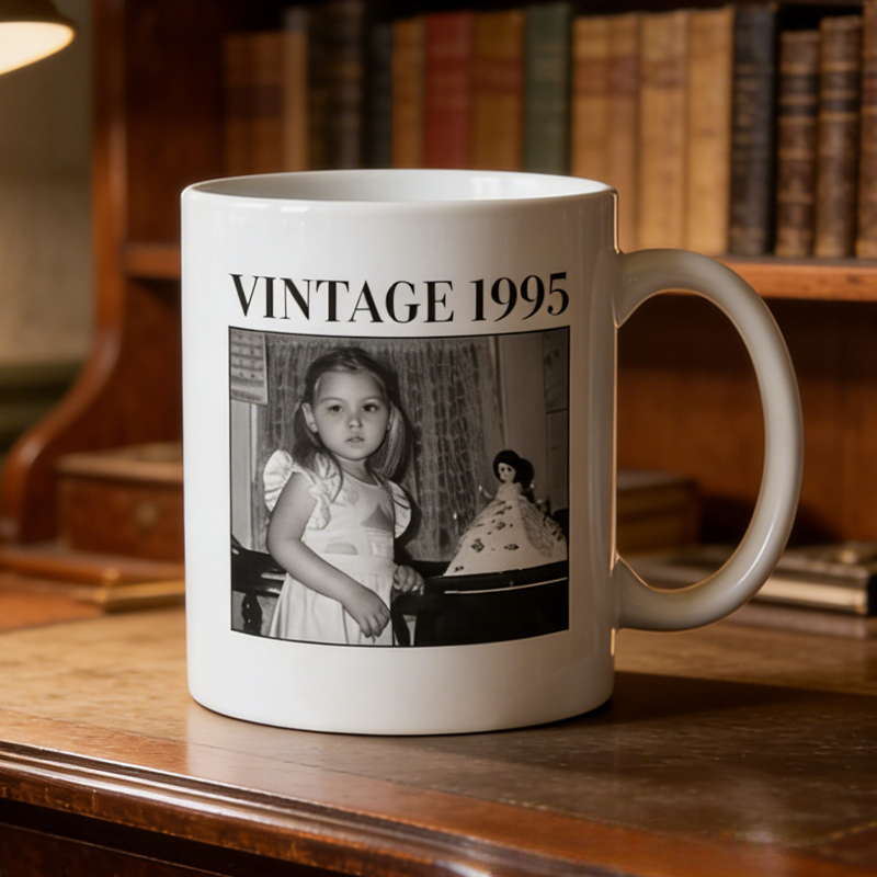 Personalized Vintage Photo and Year Photo Mug Birthday Gift for Kids
