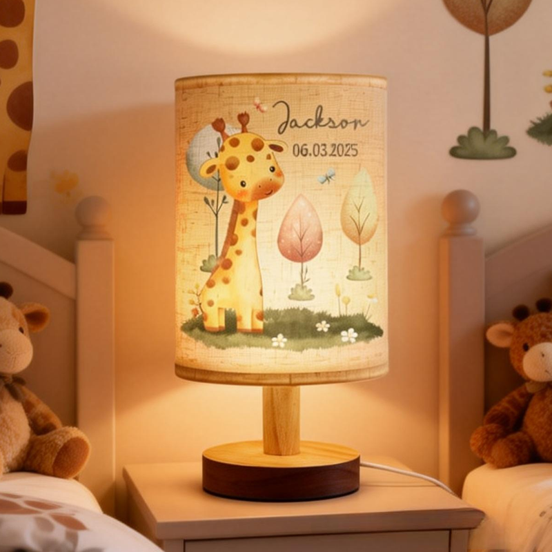 Personalized Baby Animal Fabric Lamp Birthday Gift for Baby or Kids