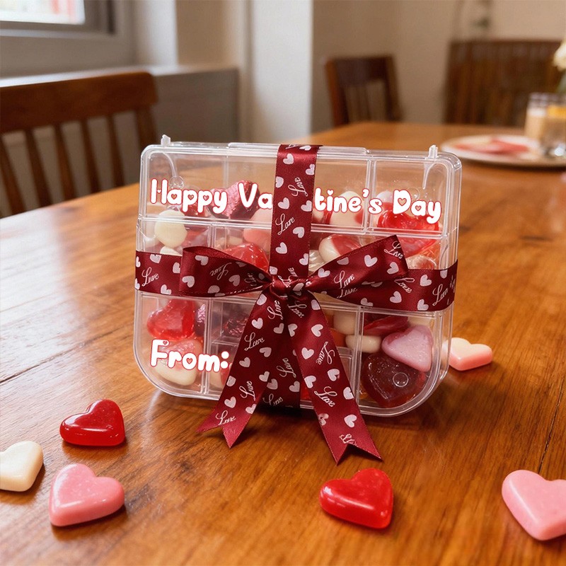 Personalized Valentines Theme Custom Name Sweet Gift Heart Ribbon Treat Collection Pops Candy Box