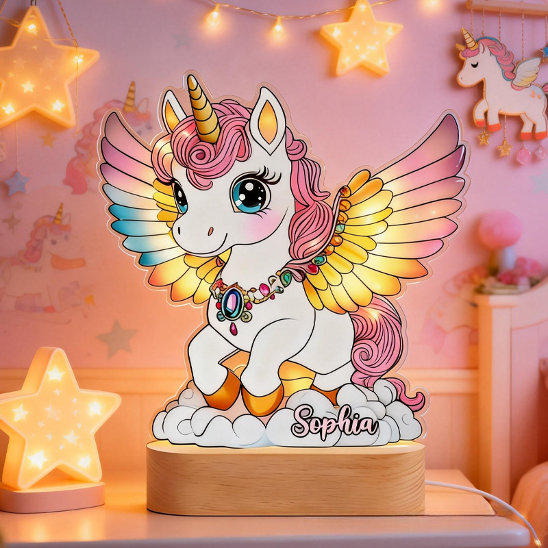 Personalized Beautiful Dream Horse Kid Shaped Plaque Light Base Birthday Gifts Gift for Kids