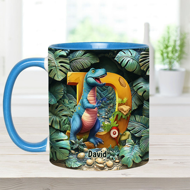 Personalized Dinosaur Letter Kid Accent Mug Dinosaur Lover Gift Birthday Gift