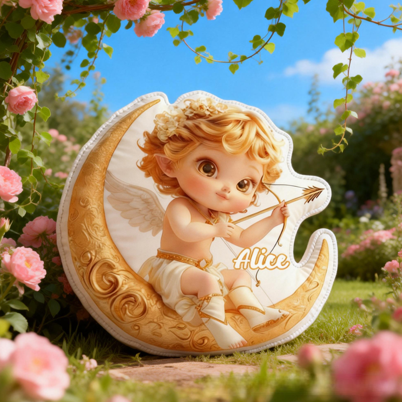 Personalized Cute Valentine's Day Cupid with Name Graphic 3D Print Pillow Valentine's Day Gifts Funny Gifts