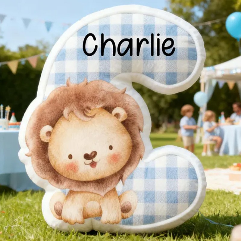 Personalized Animal Theme Custom Name Pink Blue Check Alphabet Letter Cushion Cute Rabbit 3D Print Pillow