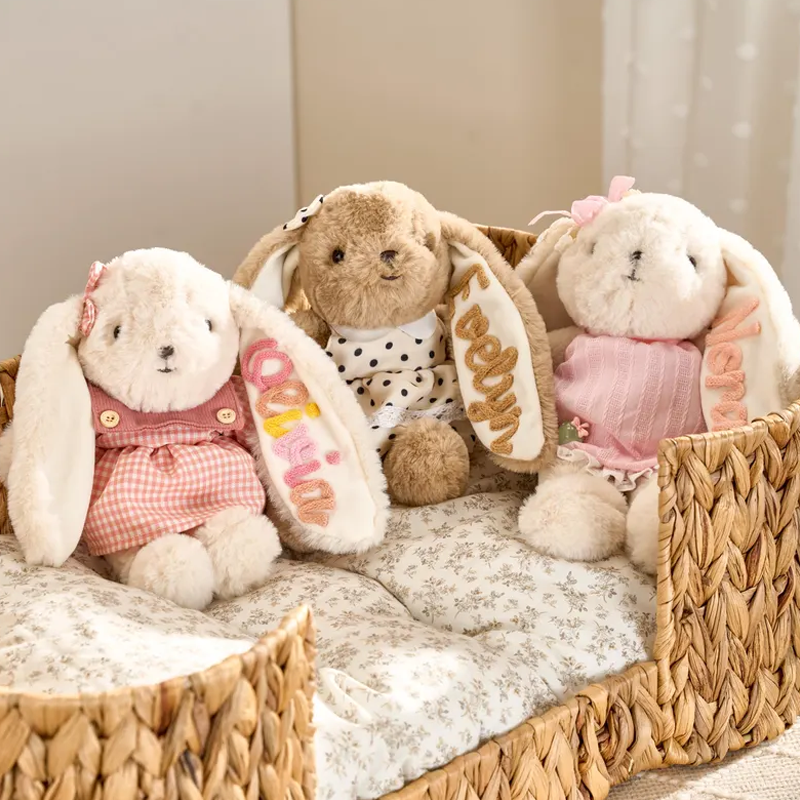 Personalized Name Easter Bunny Plushies Easter Gifts Plush Bunny with Name Easter Gift for Boys Girls