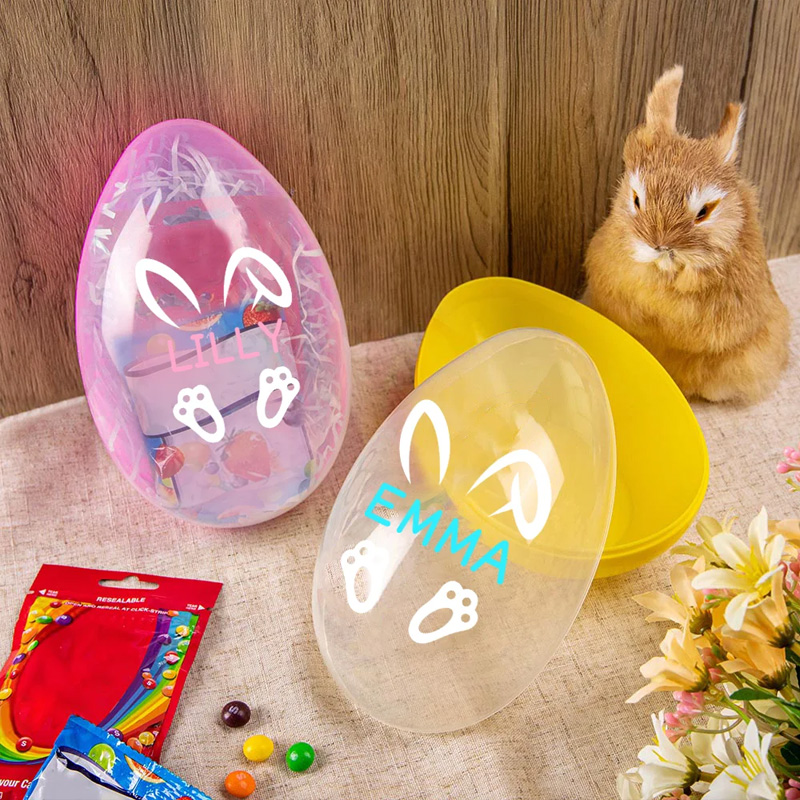 Personalized Bunny Ears Jumbo Easter Egg with Name Basket Filler Easter Gift for Boys Girls