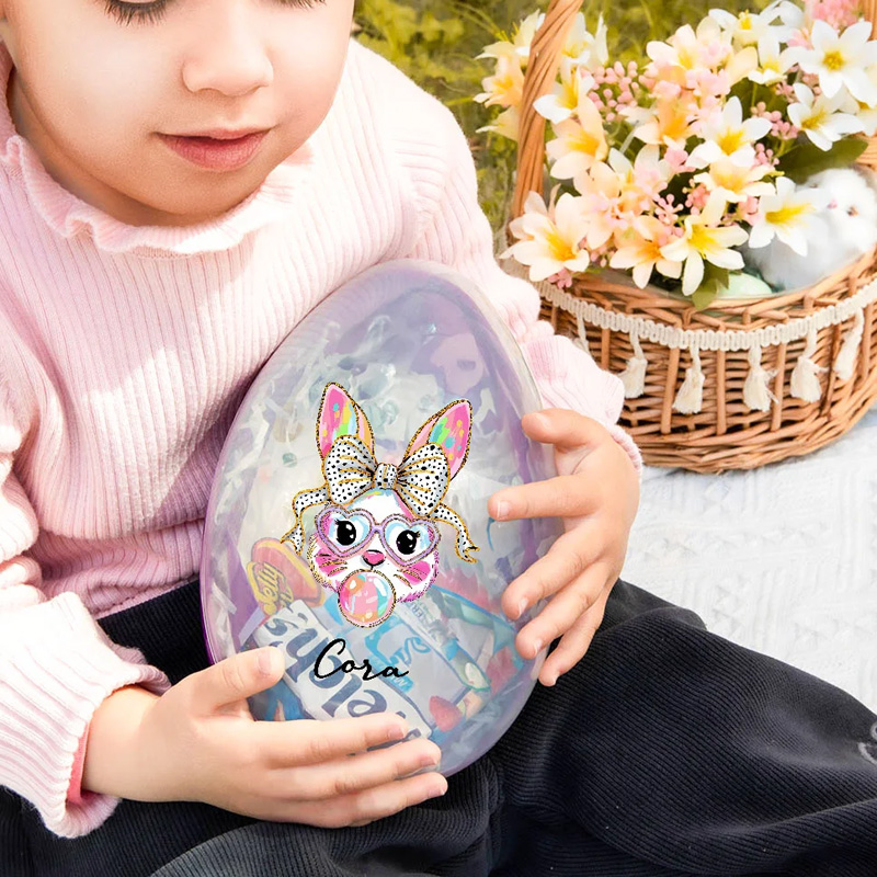 Personalized Easter Bunny Fillable Jumbo Easter Egg with Name Holiday Basket Stuffers Easter Birthday Party Favors Gift for Kids