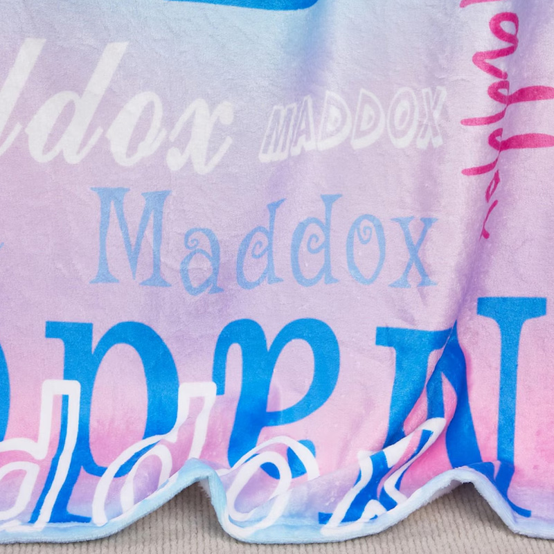 Personalized Pink Name Typography Word Art Custom Kids Room Decor Soft Cozy Blanket Birthday Gift Nursery Accent Blanket