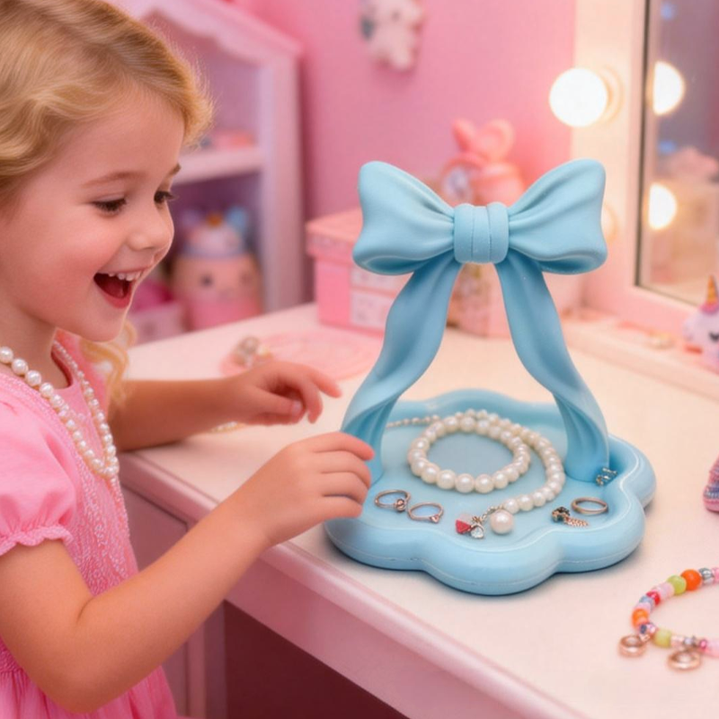 3D Printed Ribbon Bow Jewelry Organizer Vanity Decor Lipstick and Cosmetic Holder Stylish Desktop Storage