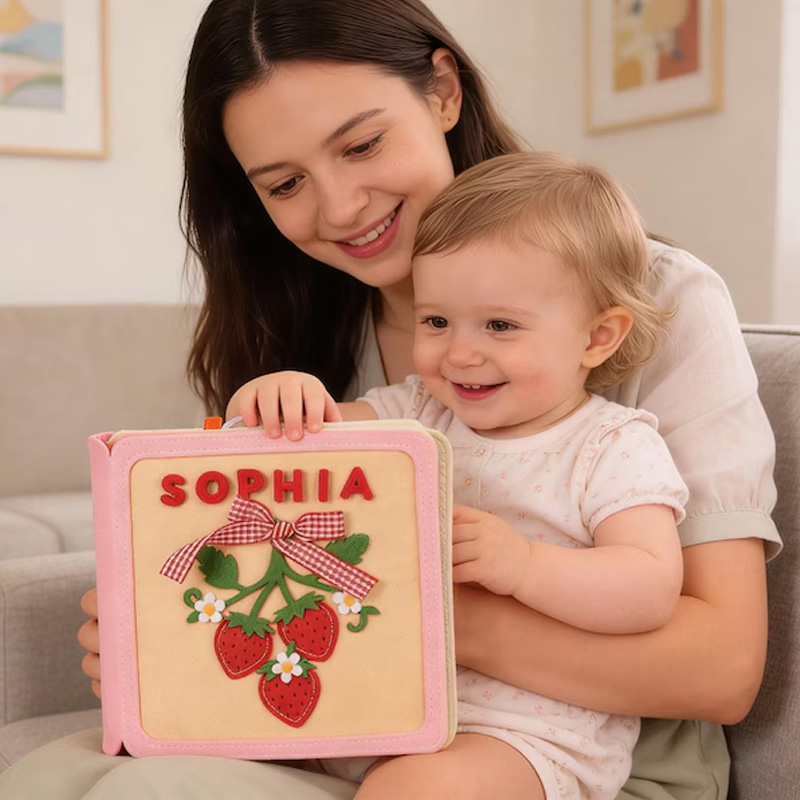 Personalized Cute Fruit Design Custom Name Montessori Sensory Learning Toy For Kids Handmade Felt Quiet Book