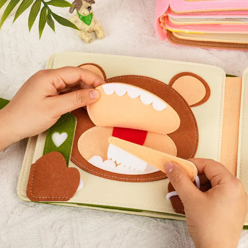 Personalized Bear Theme Custom Name Montessori Sensory Learning Activity Toy For Toddlers Handmade Felt Quiet Book